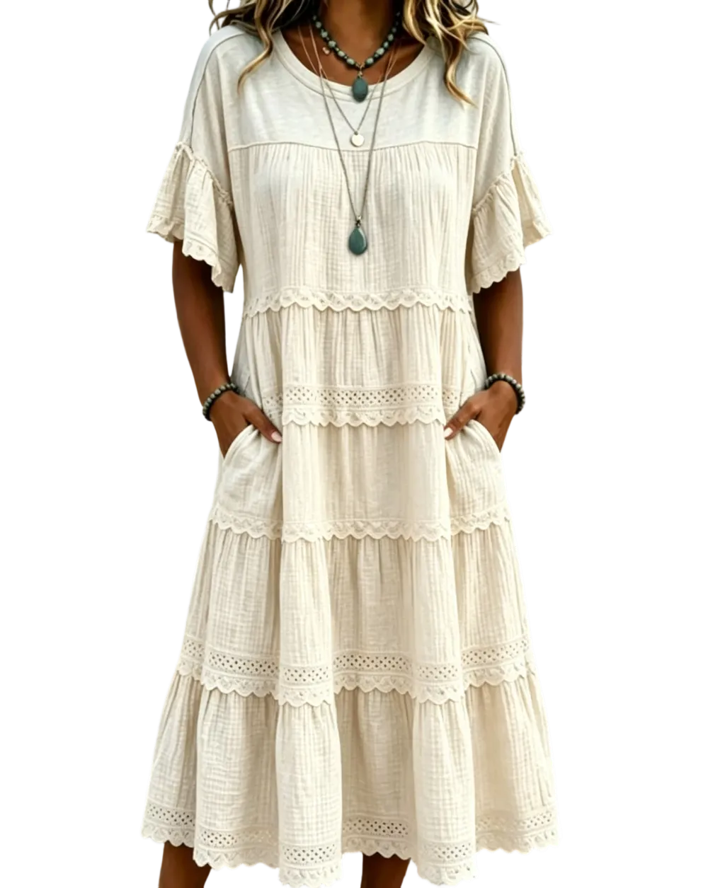 🔥Cool & breathable fabric🍃Women's Vintage Patchwork Lace Dress