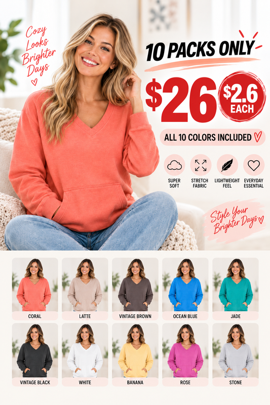 Pigment-Dyed Cozy Campfire V-Neck Sweatshirt