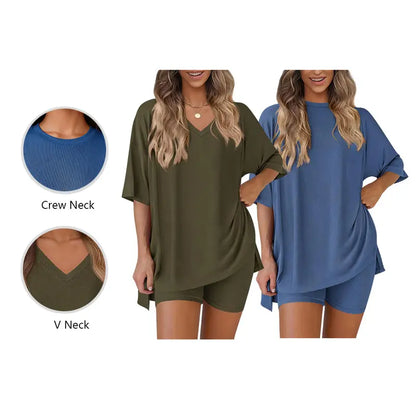 Women's Oversized Crewneck & Biker Shorts Lounge Set