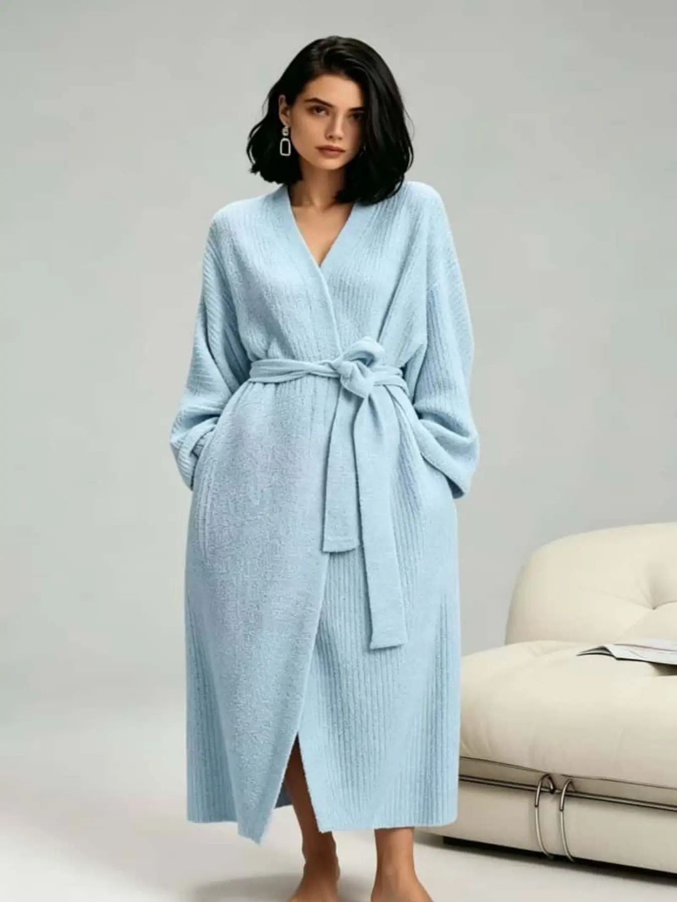 [COZY Soft Plush Feel]Women's Double-Sided Fleece Robe|Thickened Long Plush Casual Loungewear