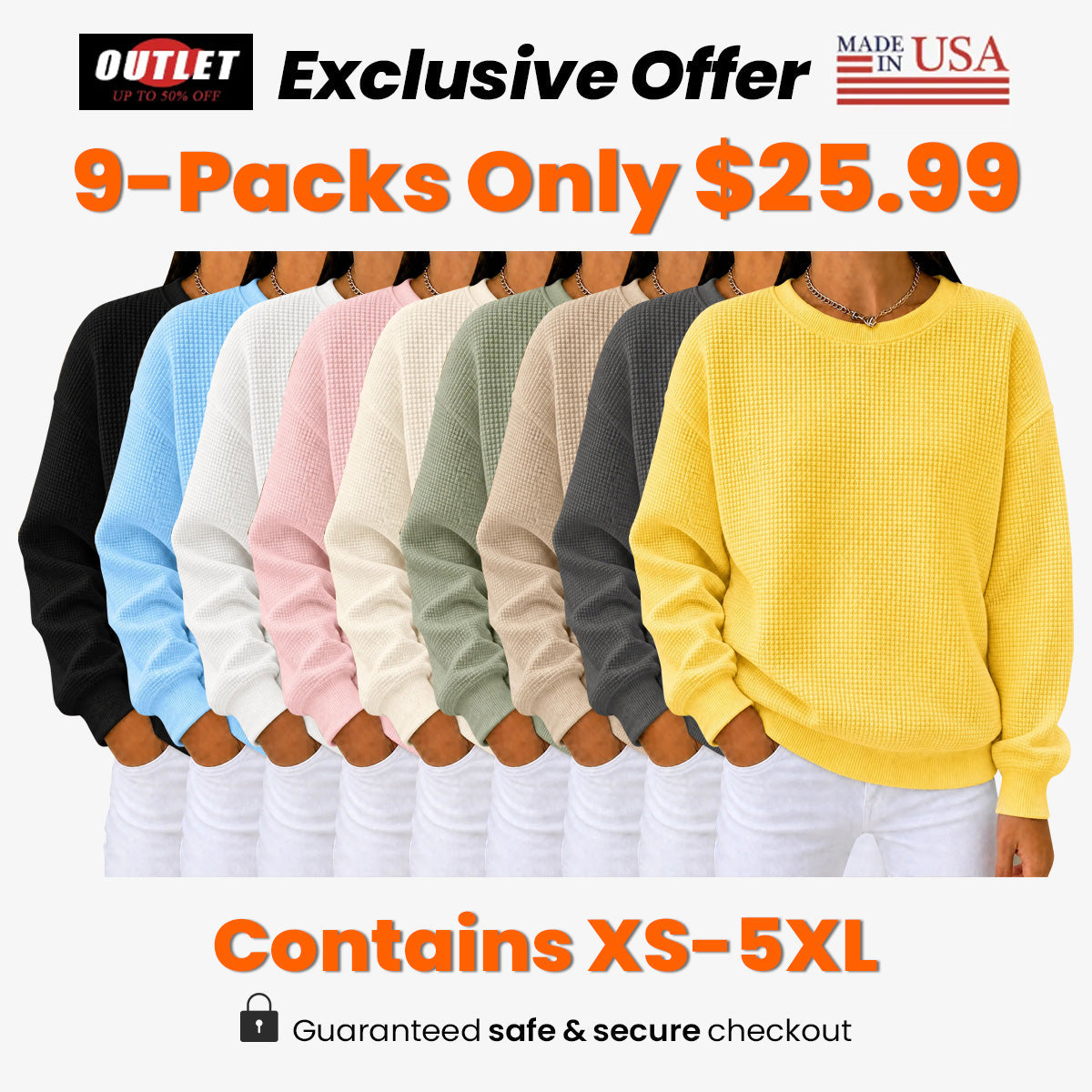 【HOT SALE】Women's Waffle Knit Crewneck Sweatshirt