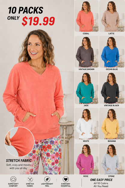 Pigment-Dyed Cozy Campfire V-Neck Sweatshirt