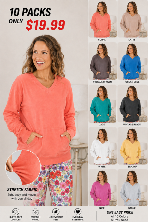 Pigment-Dyed Cozy Campfire V-Neck Sweatshirt