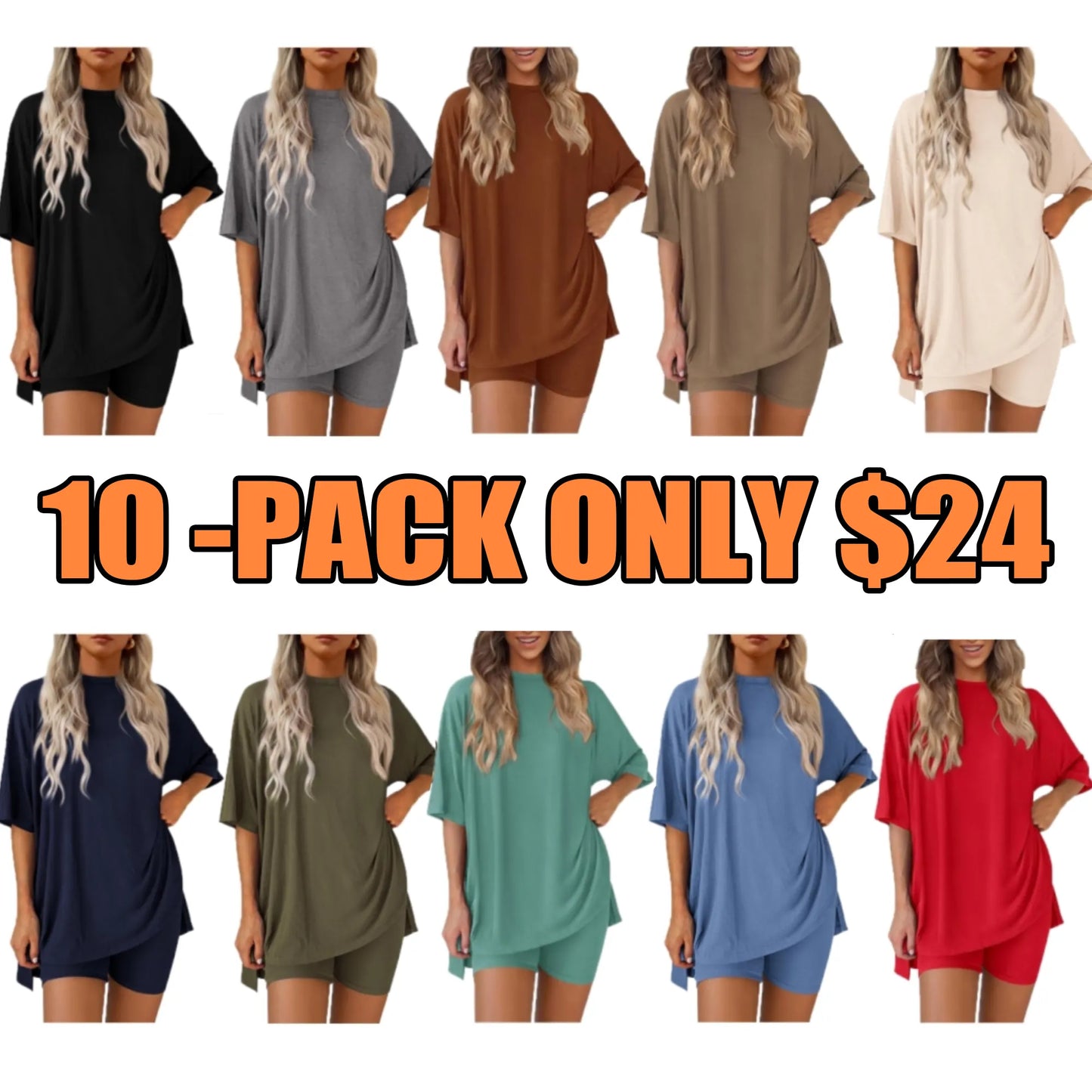 Women's Oversized Crewneck & Biker Shorts Lounge Set
