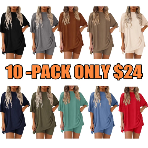 Women's Oversized Crewneck & Biker Shorts Lounge Set