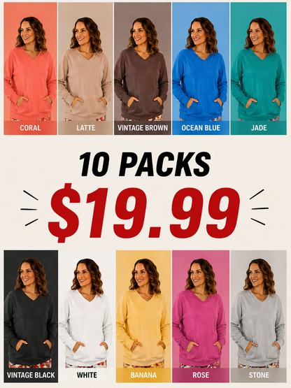Pigment-Dyed Cozy Campfire V-Neck Sweatshirt