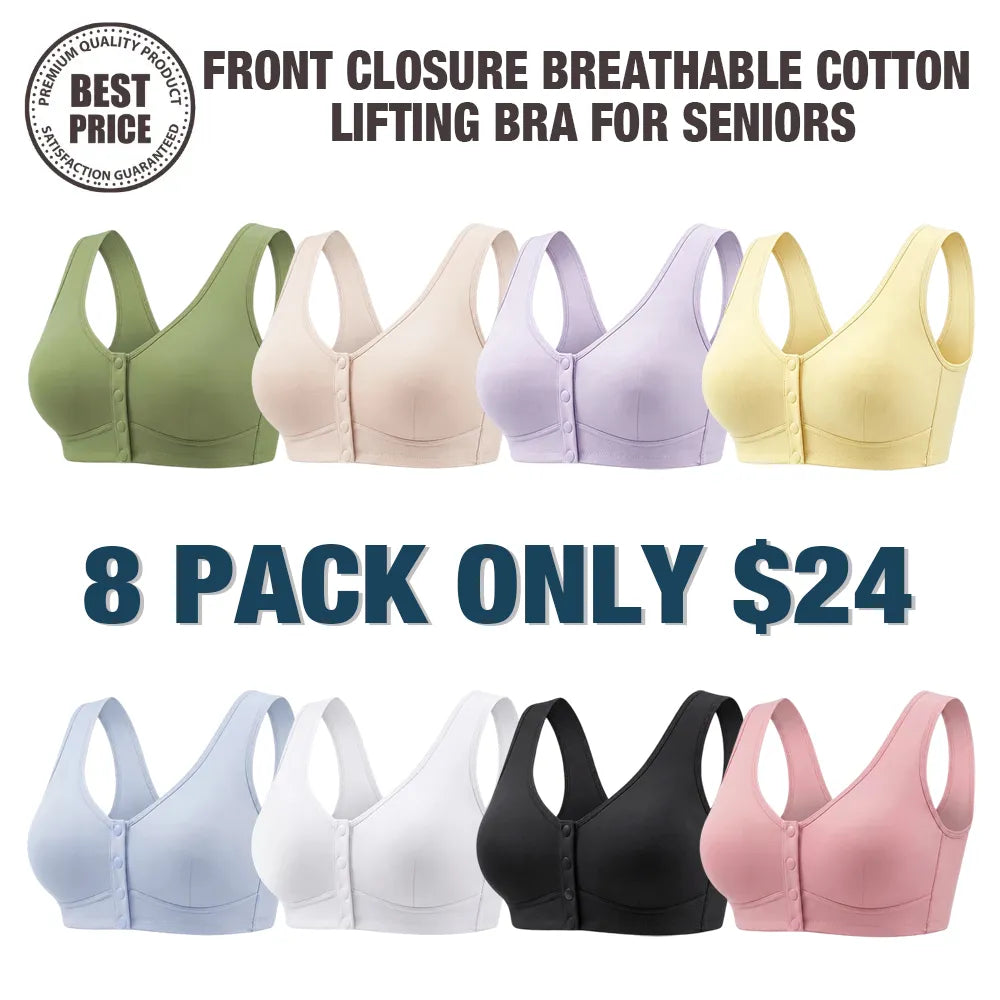 💥Last Day🔥Front Closure Breathable Cotton Lifting Bra for Seniors