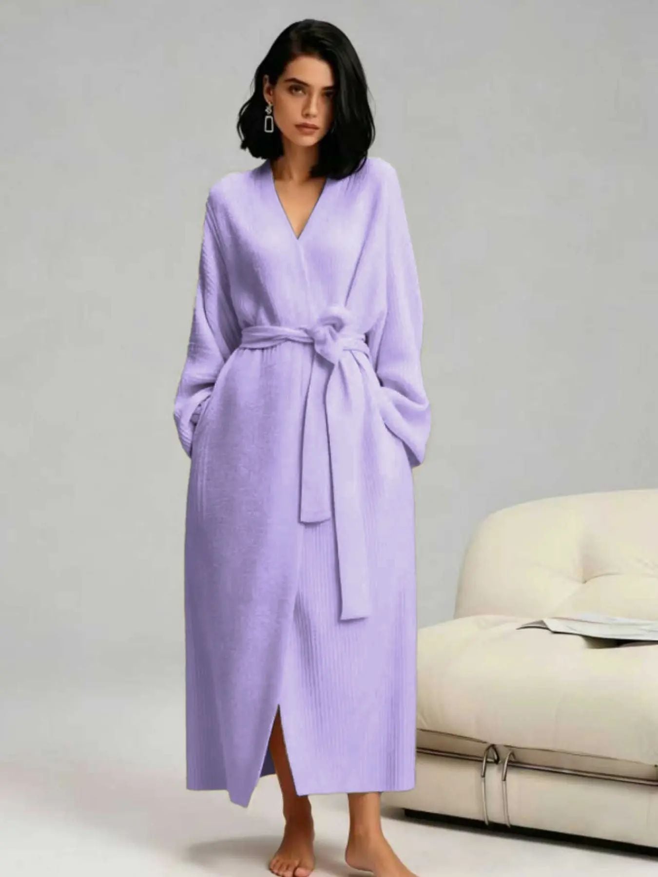 [COZY Soft Plush Feel]Women's Double-Sided Fleece Robe|Thickened Long Plush Casual Loungewear