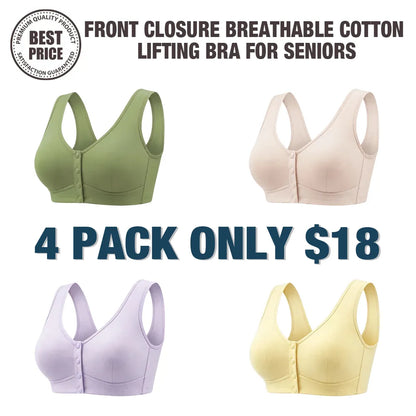 💥Last Day🔥Front Closure Breathable Cotton Lifting Bra for Seniors