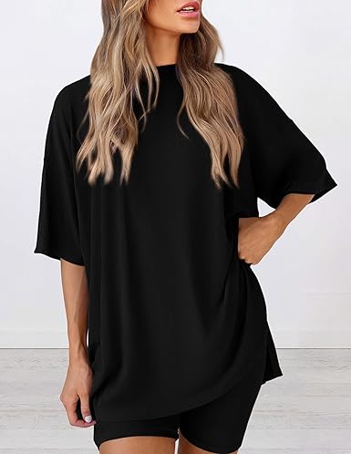 Women's Oversized Crewneck & Biker Shorts Lounge Set