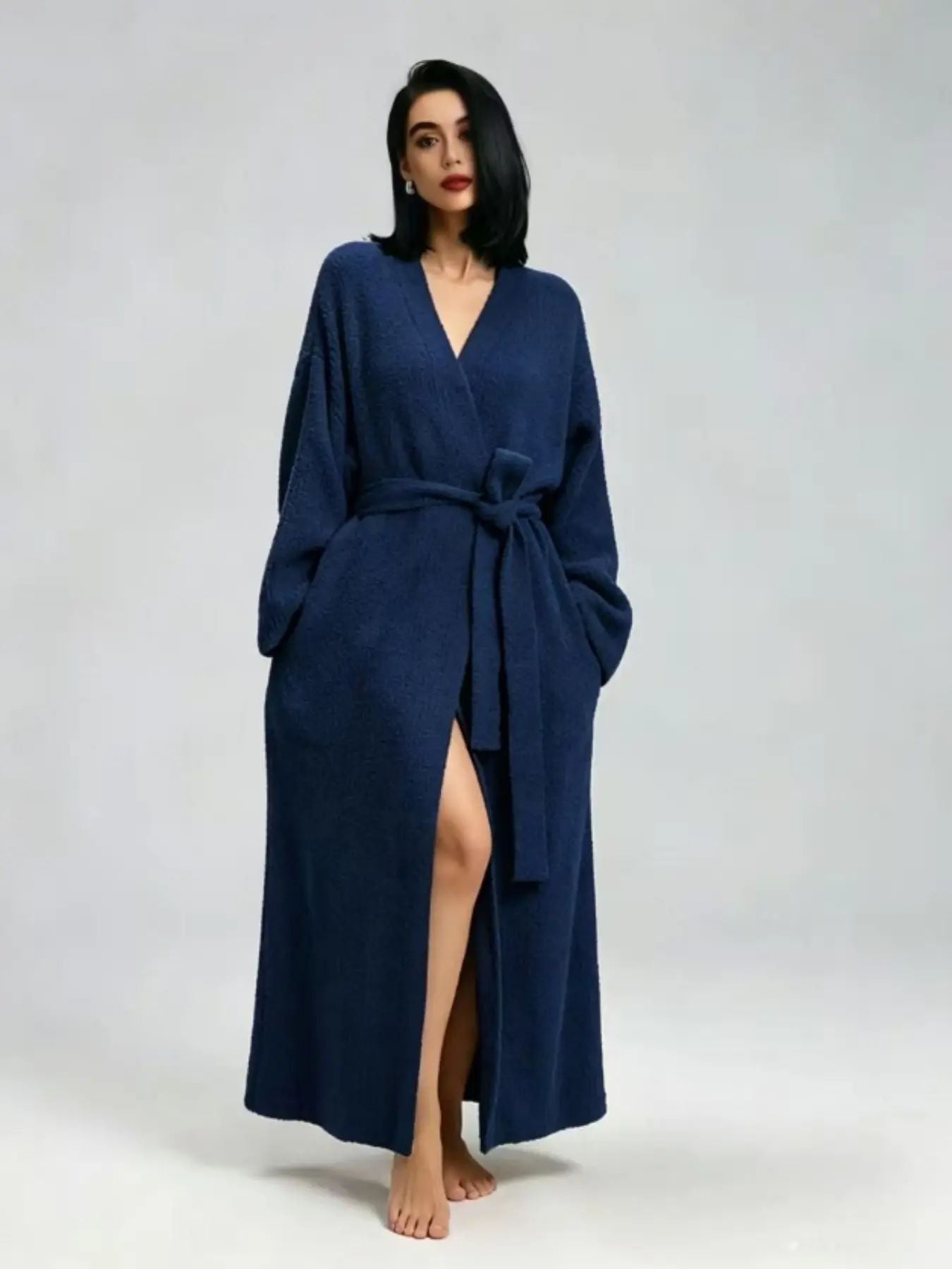 [COZY Soft Plush Feel]Women's Double-Sided Fleece Robe|Thickened Long Plush Casual Loungewear