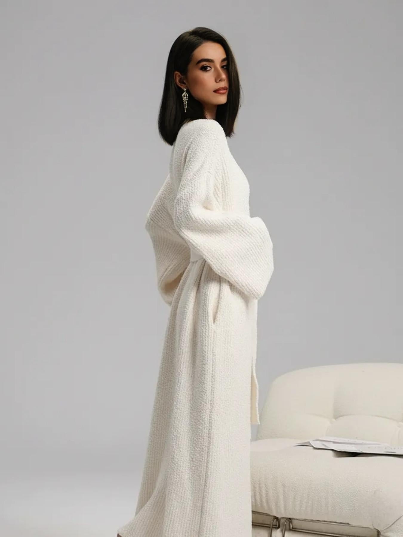 [COZY Soft Plush Feel]Women's Double-Sided Fleece Robe|Thickened Long Plush Casual Loungewear