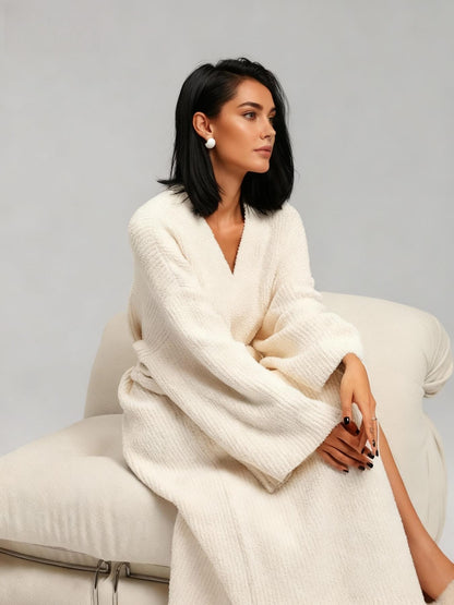 [COZY Soft Plush Feel]Women's Double-Sided Fleece Robe|Thickened Long Plush Casual Loungewear