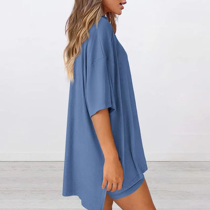 Women's Oversized Crewneck & Biker Shorts Lounge Set