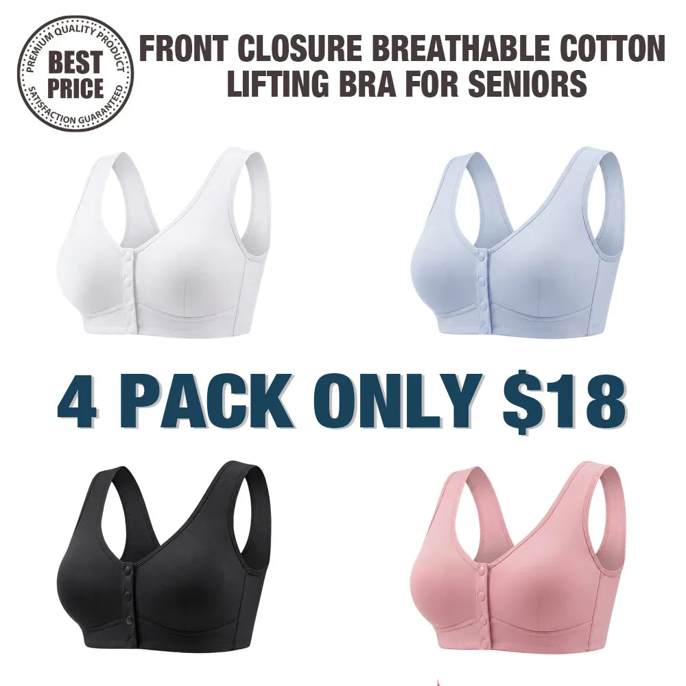 💥Last Day🔥Front Closure Breathable Cotton Lifting Bra for Seniors