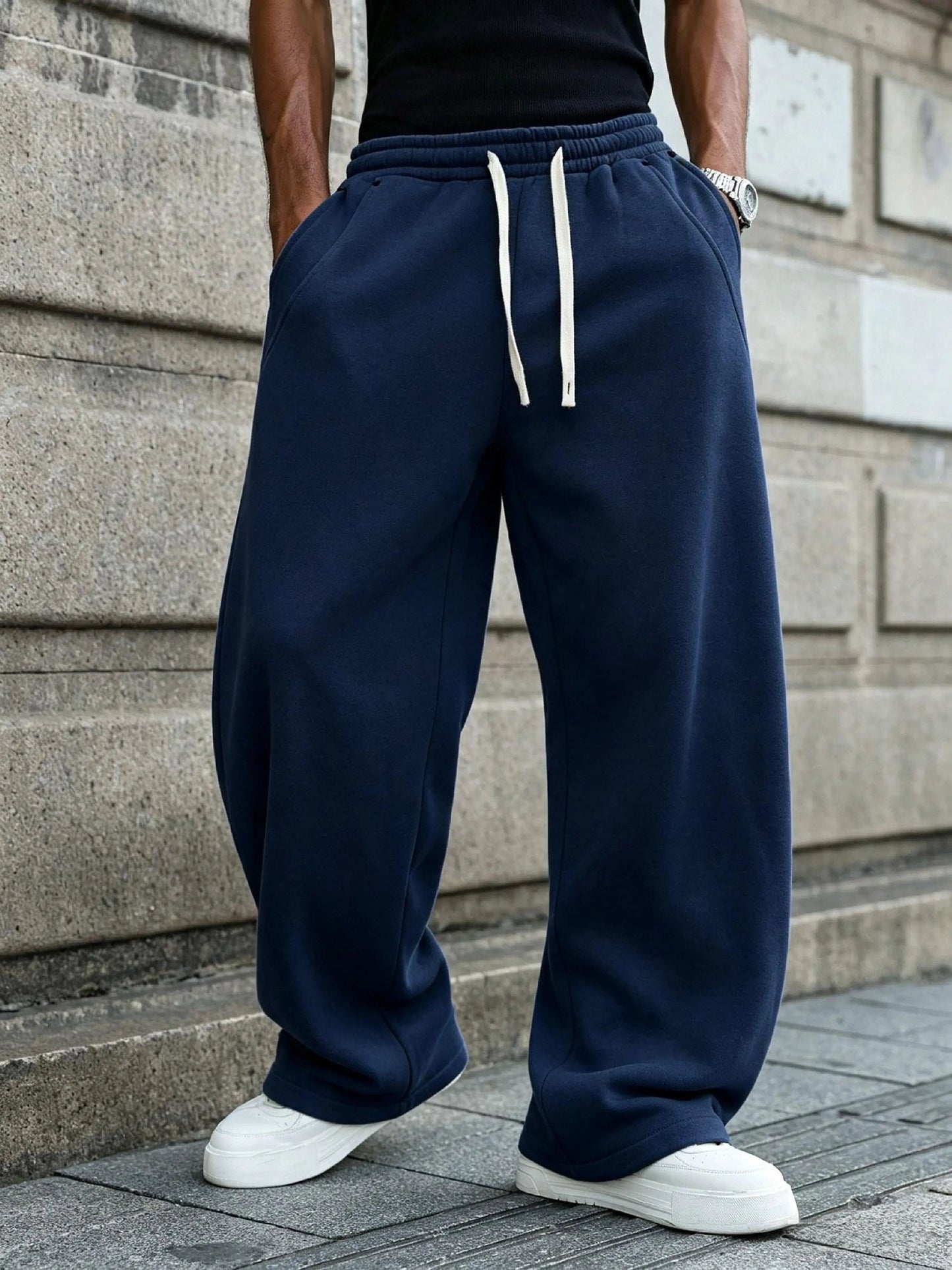 Men's Baggy Fleece Sweatpants - Loose Fit Casual Streetwear Jogger Pants