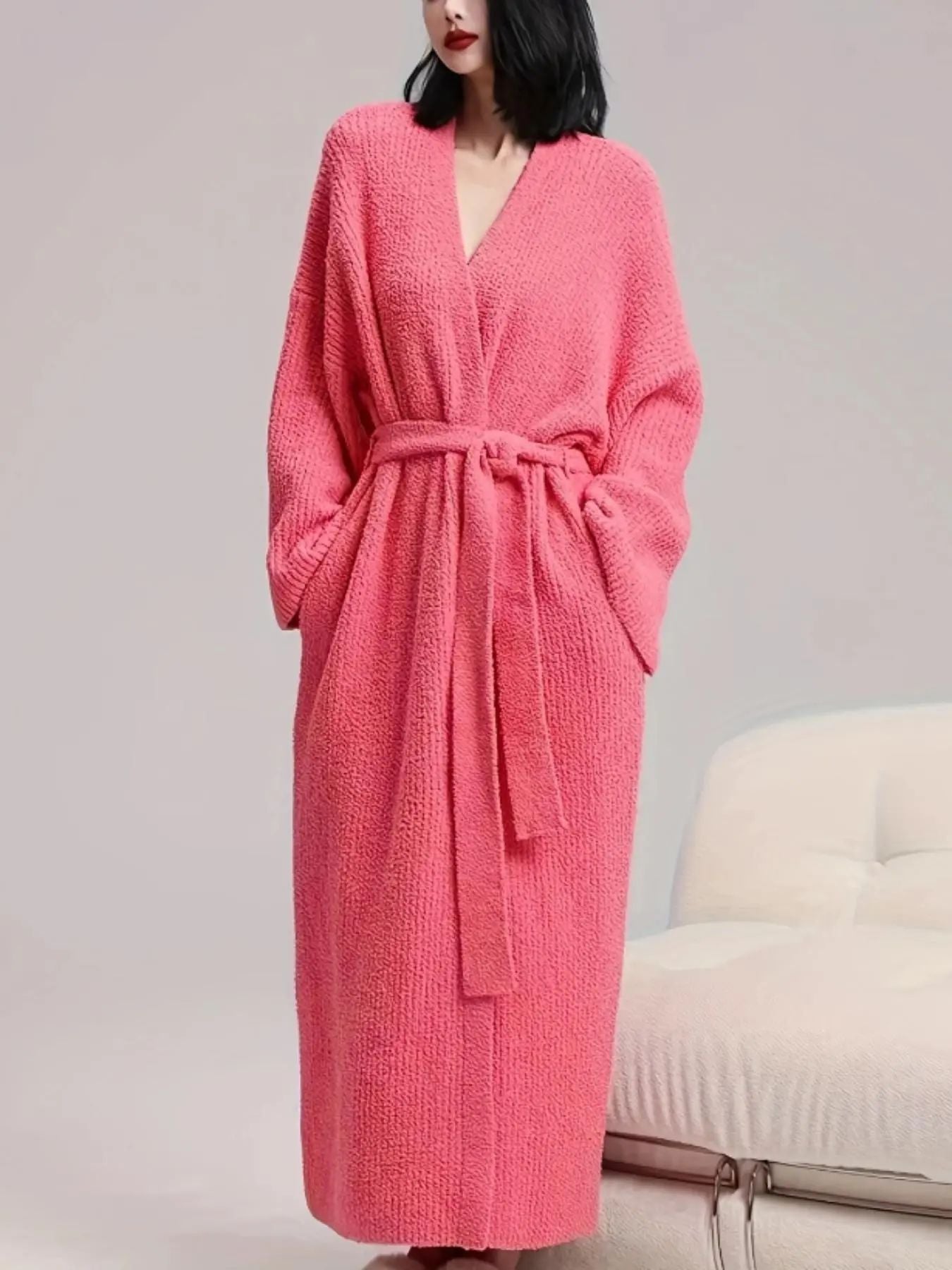 [COZY Soft Plush Feel]Women's Double-Sided Fleece Robe|Thickened Long Plush Casual Loungewear