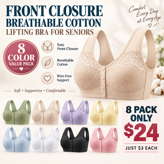 🔥Last Day💥Front Closure Breathable Cotton Lifting Bra for Senior