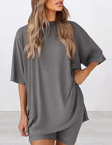 Women's Oversized Crewneck & Biker Shorts Lounge Set