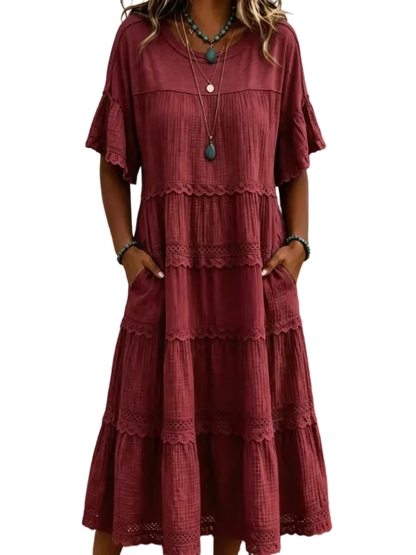 🔥Cool & breathable fabric🍃Women's Vintage Patchwork Lace Dress