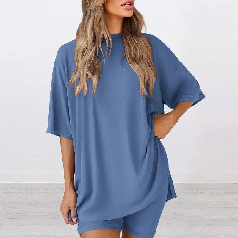 Women's Oversized Crewneck & Biker Shorts Lounge Set