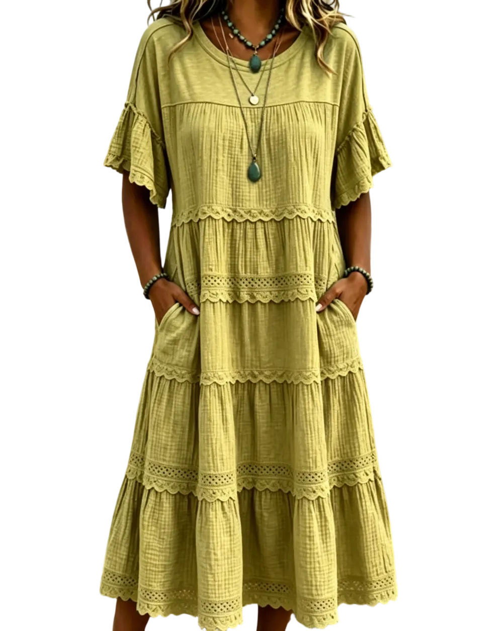 🔥Cool & breathable fabric🍃Women's Vintage Patchwork Lace Dress