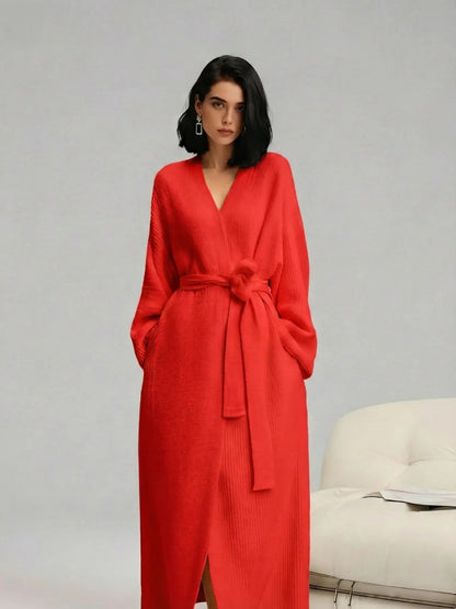 [COZY Soft Plush Feel]Women's Double-Sided Fleece Robe|Thickened Long Plush Casual Loungewear
