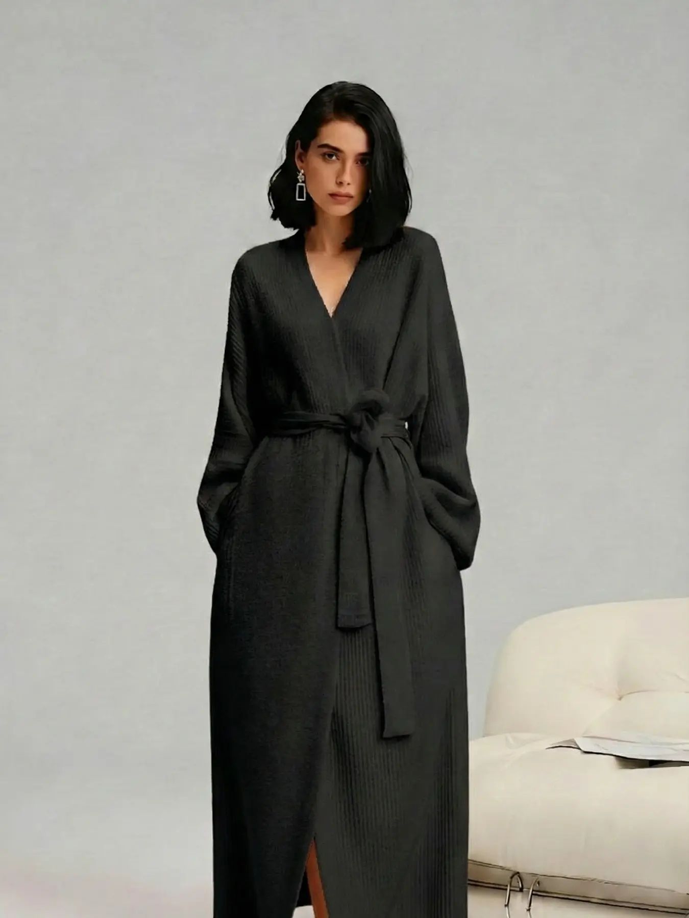 [COZY Soft Plush Feel]Women's Double-Sided Fleece Robe|Thickened Long Plush Casual Loungewear