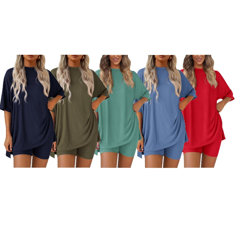 Women's Oversized Crewneck & Biker Shorts Lounge Set