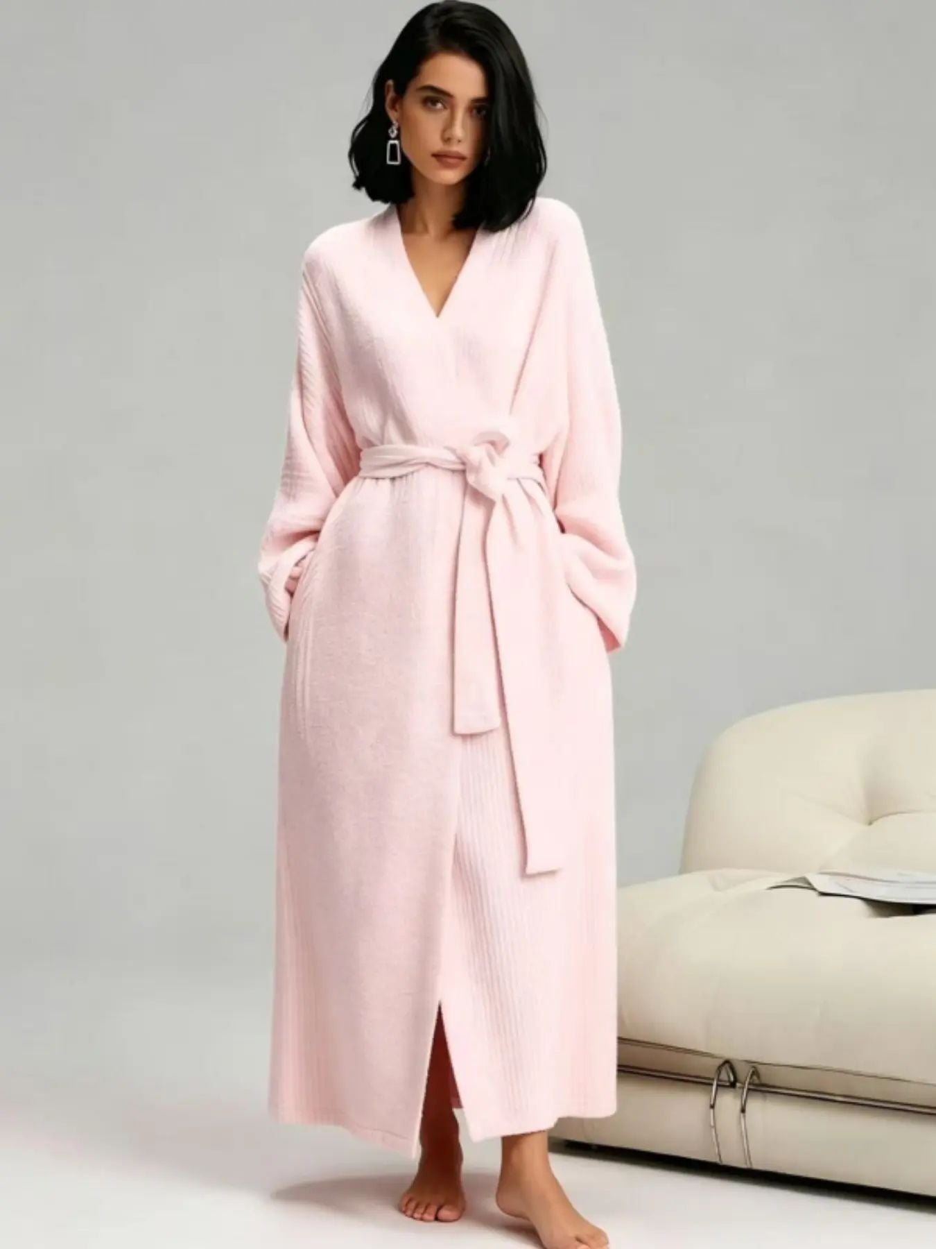 [COZY Soft Plush Feel]Women's Double-Sided Fleece Robe|Thickened Long Plush Casual Loungewear