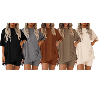 Women's Oversized Crewneck & Biker Shorts Lounge Set