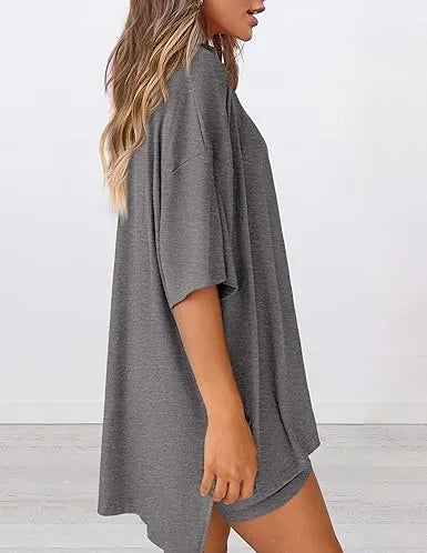 Women's Oversized Crewneck & Biker Shorts Lounge Set
