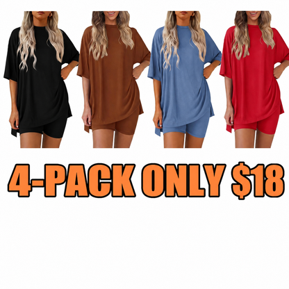 Women's Oversized Crewneck & Biker Shorts Lounge Set