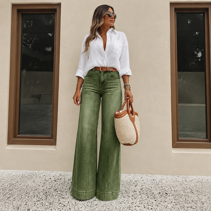 Women's Loose Fit Baggy Oversized Straight Leg Denim Jeans with Pockets