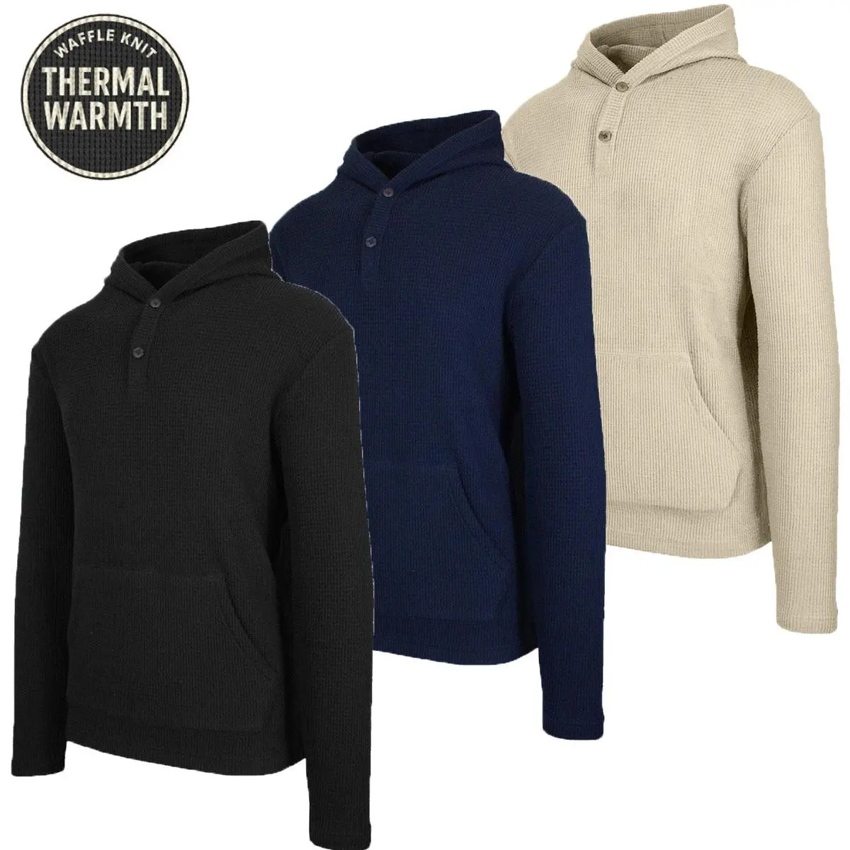 Men's Multi Waffle Knit Pullover Hoodie