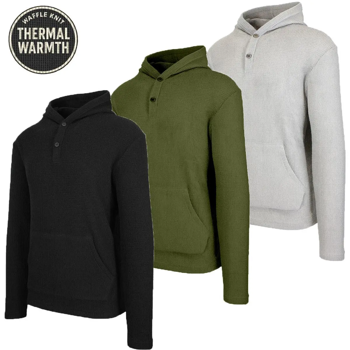 Men's Multi Waffle Knit Pullover Hoodie