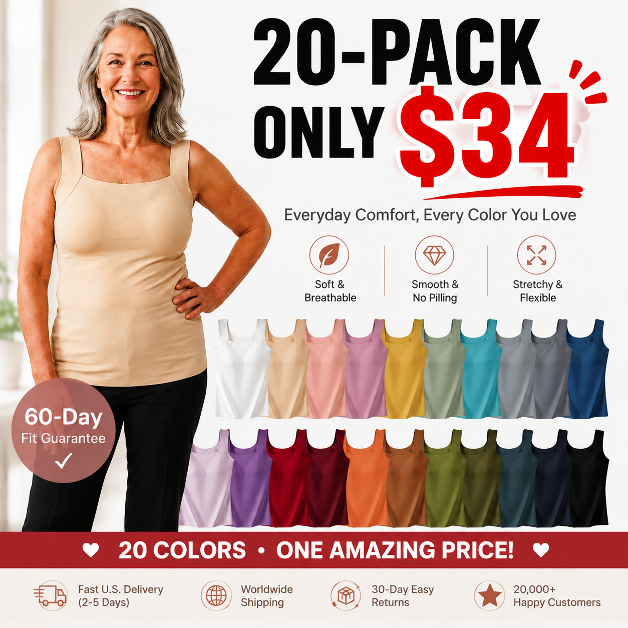 🔥Last day promotion!Built-In Comfort Bra Tank Top 🎉