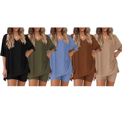 Women's Oversized Crewneck & Biker Shorts Lounge Set