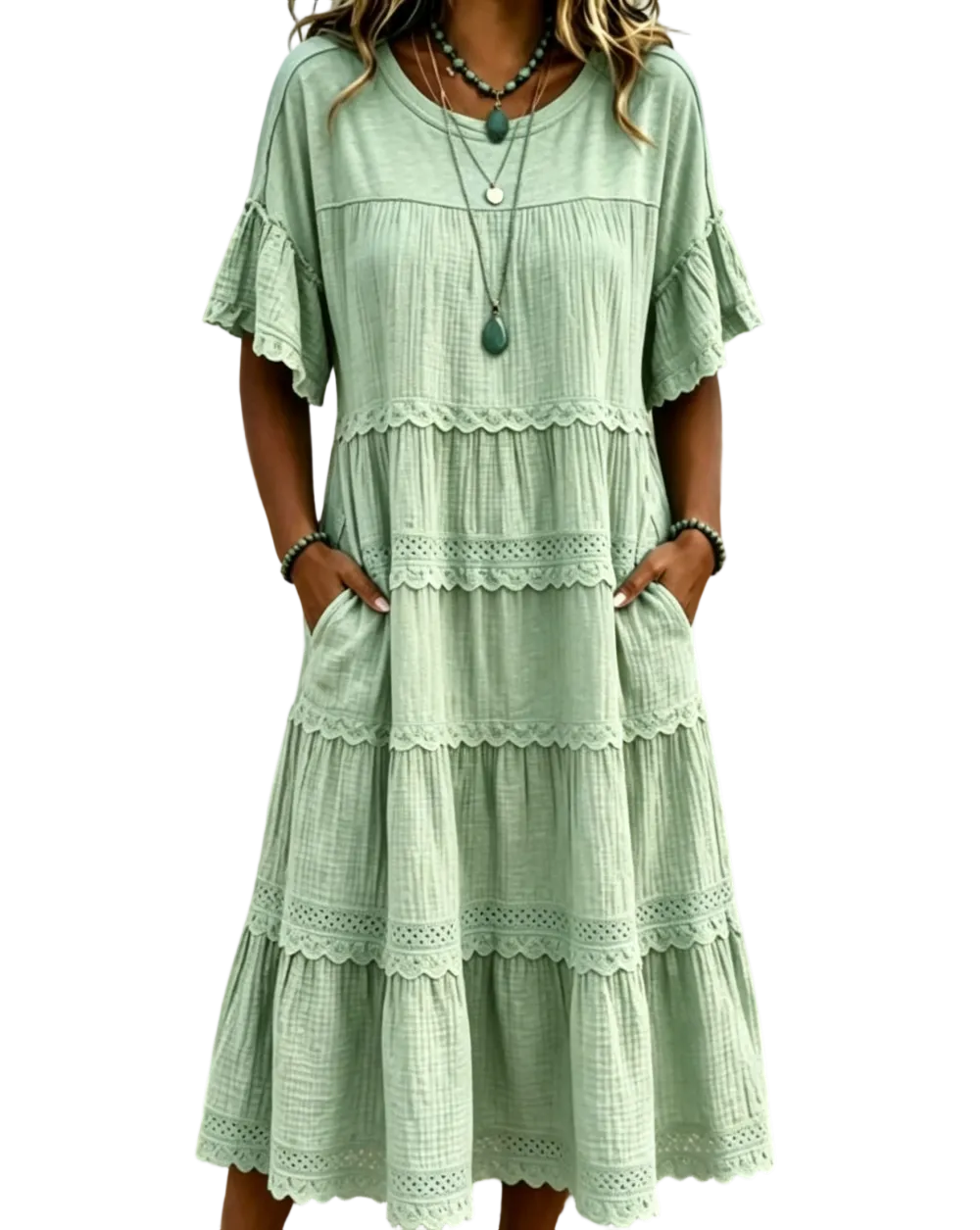 🔥Cool & breathable fabric🍃Women's Vintage Patchwork Lace Dress