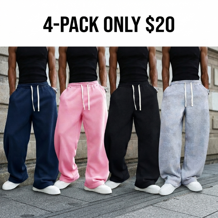 Men's Baggy Fleece Sweatpants - Loose Fit Casual Streetwear Jogger Pants