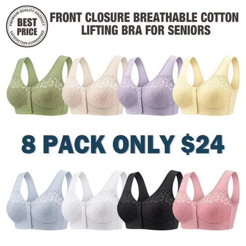 💥Last Day🔥Front Closure Breathable Cotton Lifting Bra for Seniors