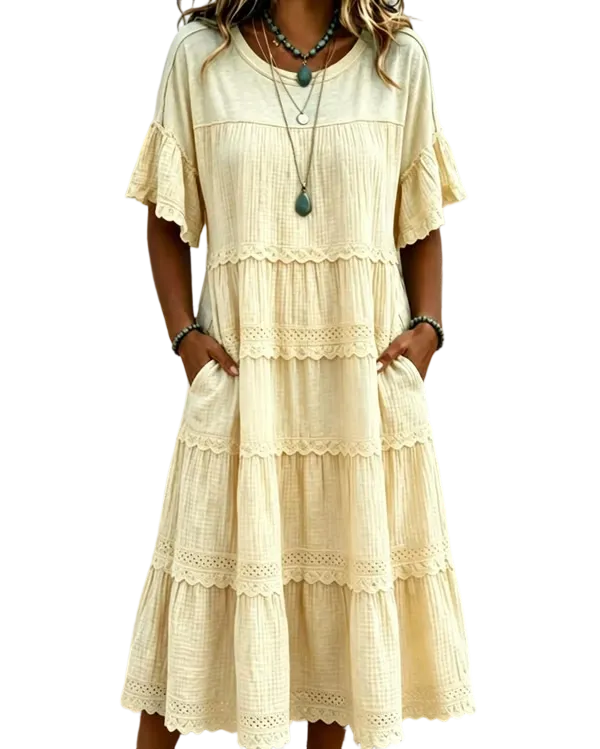 🔥Cool & breathable fabric🍃Women's Vintage Patchwork Lace Dress