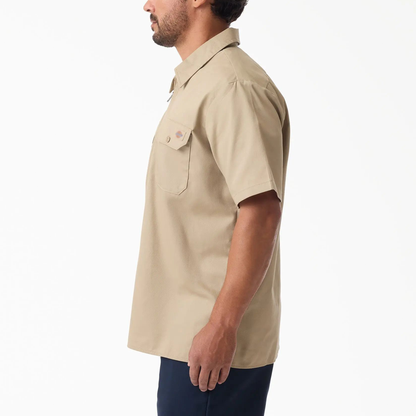1/4 Zip Work Shirt,Relaxed fit,Stay cool,Workwear Style Top Breathable Short Man