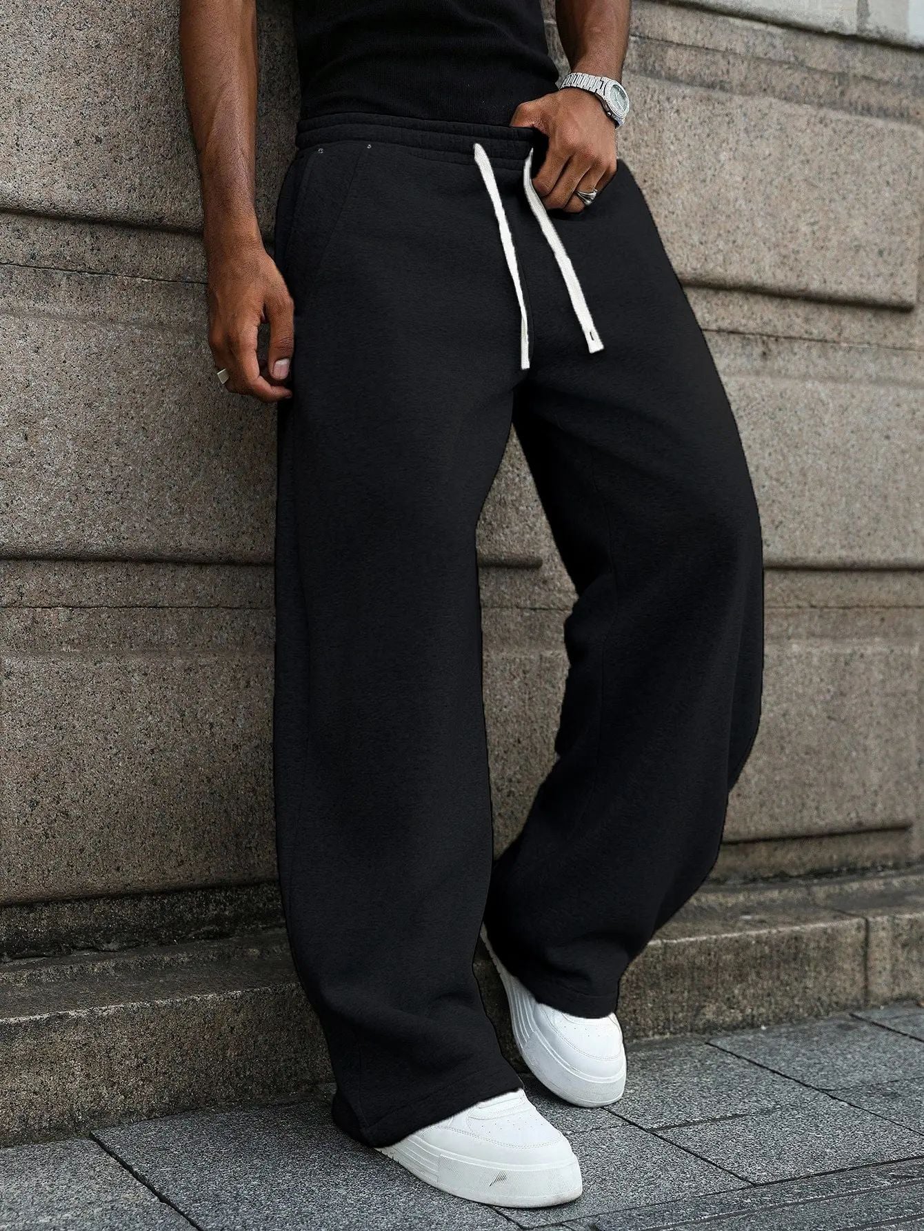 Men's Baggy Fleece Sweatpants - Loose Fit Casual Streetwear Jogger Pants
