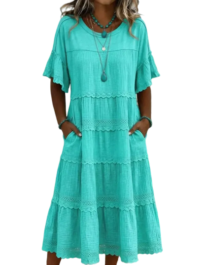 🔥Cool & breathable fabric🍃Women's Vintage Patchwork Lace Dress