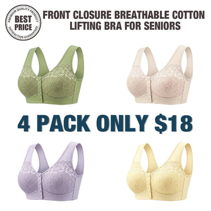 💥Last Day🔥Front Closure Breathable Cotton Lifting Bra for Seniors
