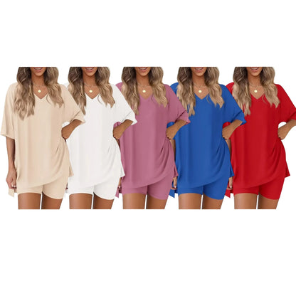 Women's Oversized Crewneck & Biker Shorts Lounge Set